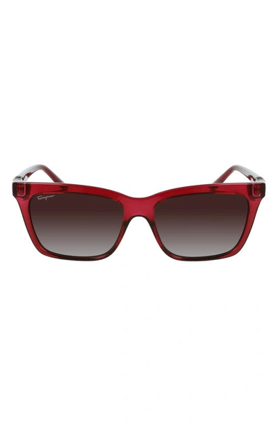 Shop Ferragamo Gancini 54mm Rectangular Sunglasses In Crystal Wine