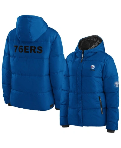 Wear By Erin Andrews Women's Royal Philadelphia 76ers Plush Puffer Full-zip Jacket In Royal