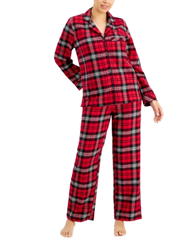Shop Charter Club Petite Cotton Flannel Pajama Set, Created For Macy's In Classic Plaid