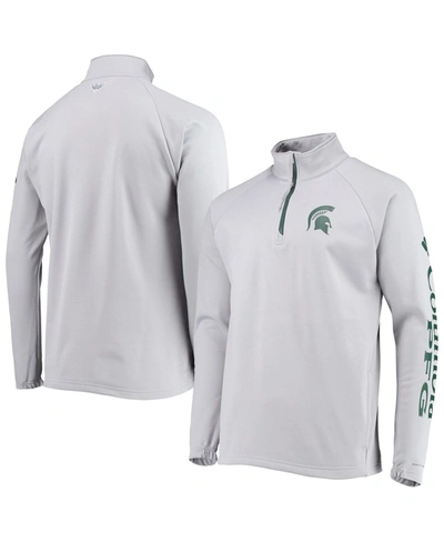 Columbia Men's Gray Michigan State Spartans Terminal Tackle Fleece Raglan Omni-shade Quarter-zip Jacket In Gray
