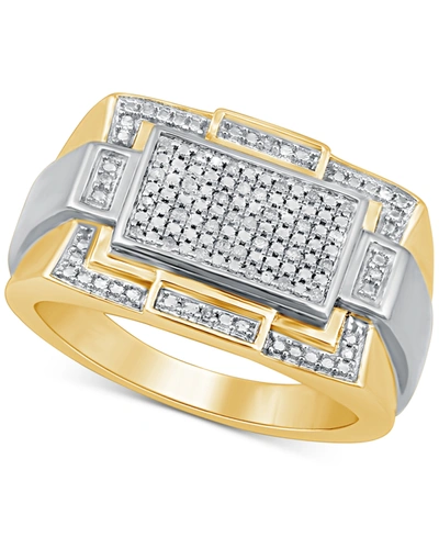 Shop Macy's Men's Diamond Ring (1/10 Ct. T.w.) In Sterling Silver & 18k Gold-plate In Gold Over Silver