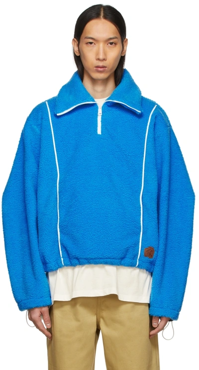 Ader Error Blue Victo Fleece Half-zip Sweater | ModeSens