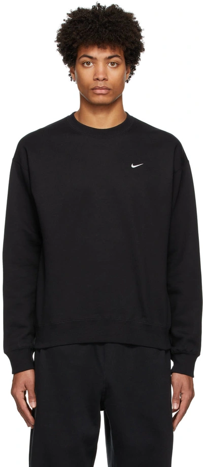 Shop Nike Black Solo Swoosh Heavyweight Sweatshirt In Black/white