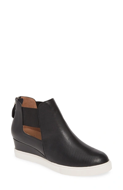 Shop Linea Paolo Amanda Slip-on Wedge Bootie In Black Nappa Leather