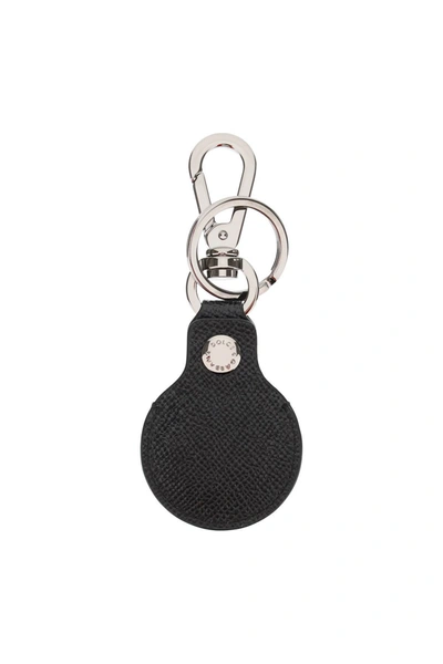 Shop Dolce & Gabbana Dauphine Leather Air Tag Keyring In Black