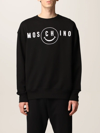 Shop Moschino Smile Sweatshirt In Black