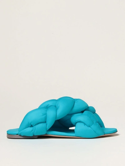 Shop Sebastian Milano Flat Sandals  Sandal In Woven Nylon In Gnawed Blue