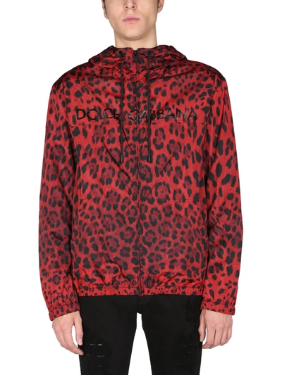 Shop Dolce & Gabbana Jacket With Animal Print In Rosso