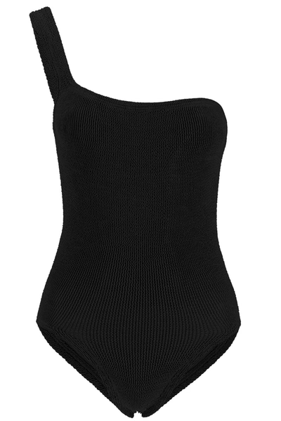 Shop Hunza G Nancy One-shoulder Swimsuit In Black (black)