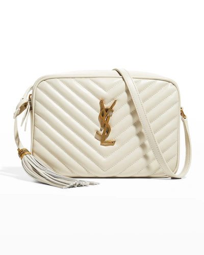 Shop Saint Laurent Lou Medium Ysl Camera Bag With Tassel In Quilted Leather In White