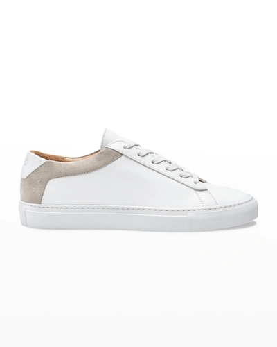 Shop Koio Capri Mixed Leather Low-top Sneakers In Avorio
