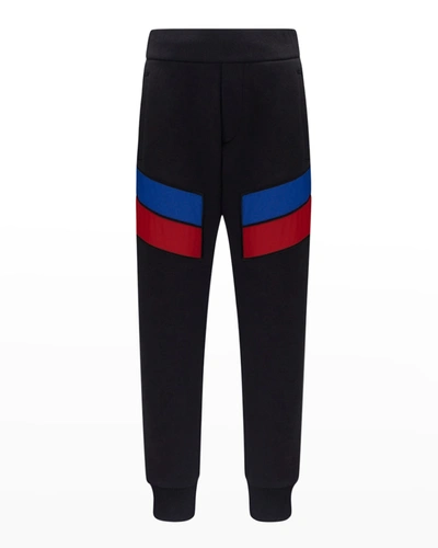 Shop Moncler Boy's 2-stripe Jogger Sweatpants In Black