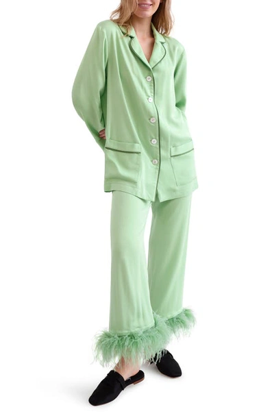 Shop Sleeper Party Feather Trim Pajamas In Mint