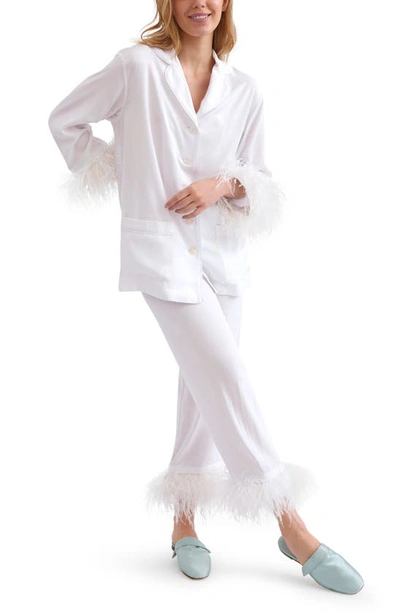 Shop Sleeper Party Feather Trim Pajamas In White