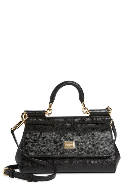 Shop Dolce & Gabbana Small Sicily East West Leather Satchel In 80999 Nero