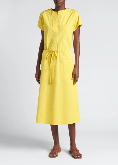 Shop Loro Piana Alianca Side-stripe Cotton Midi Dress In B2bq Lemon Popsic