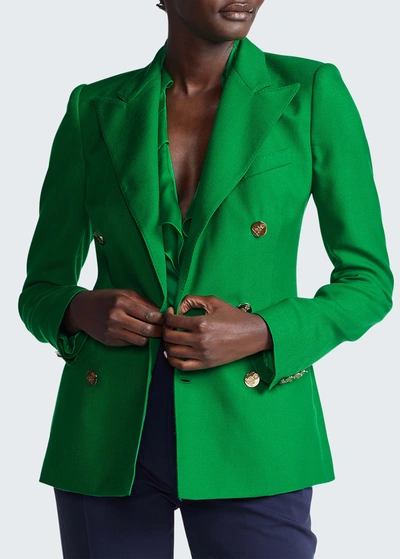 Shop Ralph Lauren Camden Double-breasted Cashmere Jacket In Spring Grn