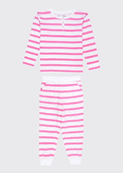 Shop Sant And Abel Kid's 2-piece Striped Pajama Set In Pink