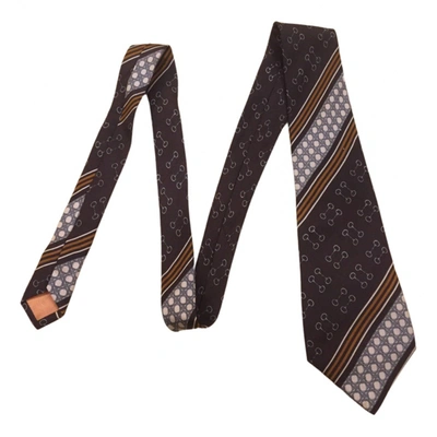 Pre-owned Carven Silk Tie In Brown