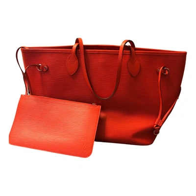 Neverfull leather tote Louis Vuitton Orange in Leather - 35463119