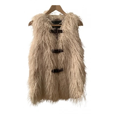 Pre-owned Unreal Fur Faux Fur Short Vest In Beige