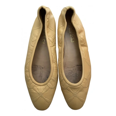 Pre-owned Gucci Leather Ballet Flats In Yellow