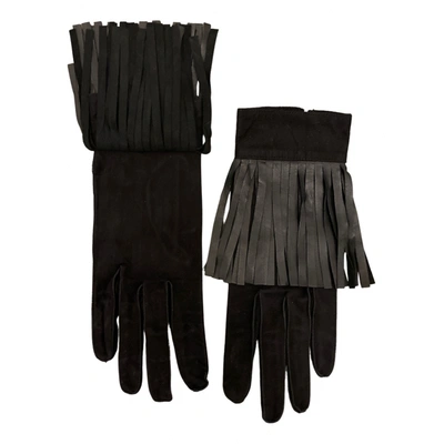 Pre-owned Saint Laurent Leather Gloves In Black