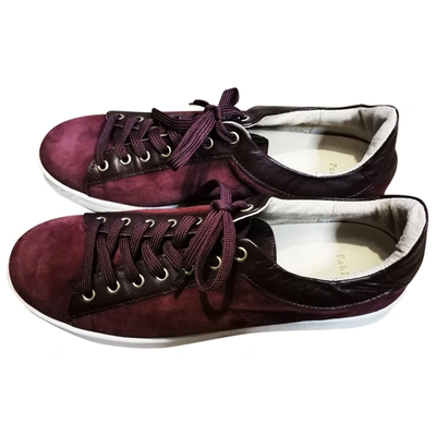 Pre-owned Pablo Leather Trainers In Burgundy