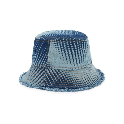Shop Rabanne Blue Printed Denim Bucket Hat