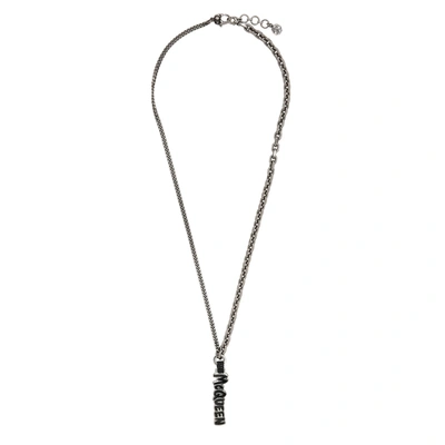 Shop Alexander Mcqueen Graffiti Logo Silver-tone Chain Necklace