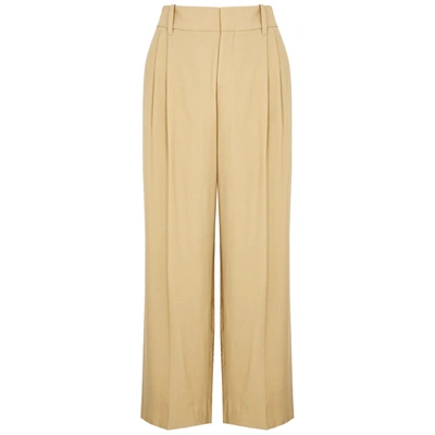 Shop Vince Sand Straight-leg Twill Trousers In Beige