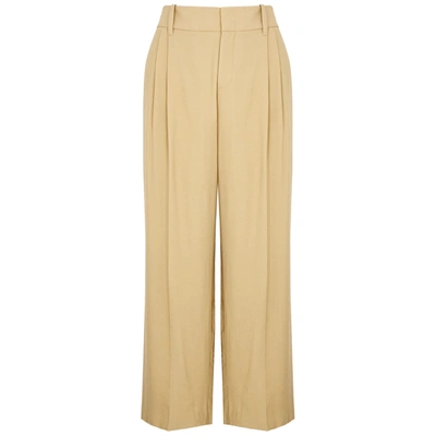 Vince Wool-blend Twill Straight-leg Pants In Beige