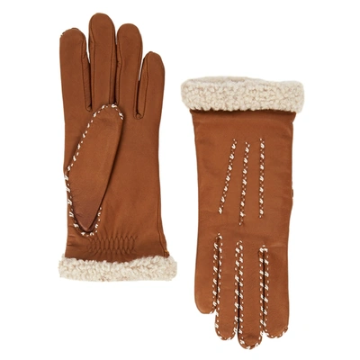 Shop Agnelle Marie Louise Brown Leather Gloves