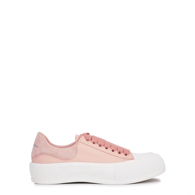 Shop Alexander Mcqueen Deck Pink Canvas Low-top Sneakers