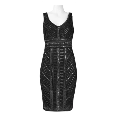 Pre-owned Theia Glitter Mid-length Dress In Black