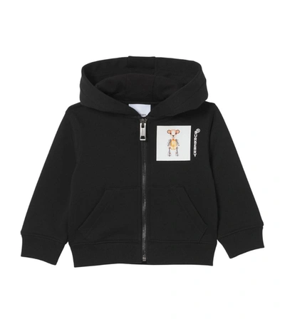 Shop Burberry Kids Cotton Thomas Bear Motif Hoodie In Black