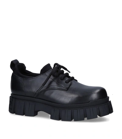 Shop Fendi Kids Leather Derby Shoes In Black