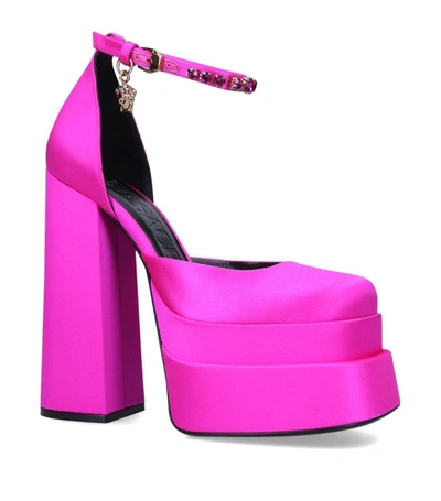 Shop Versace Satin Medusa Aevitas Platform Pumps 155 In Pink
