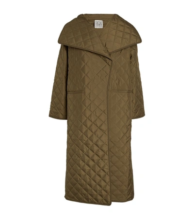 Shop Totême Quilted Coat In Green