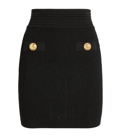 Shop Balmain Button-embellished Mini Skirt In Black