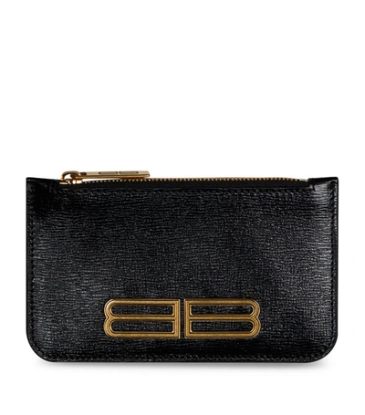 Shop Balenciaga Leather Gossip Zip-up Wallet In Black