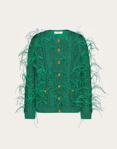 Shop Valentino Embroidered Lurex Jacket In Green