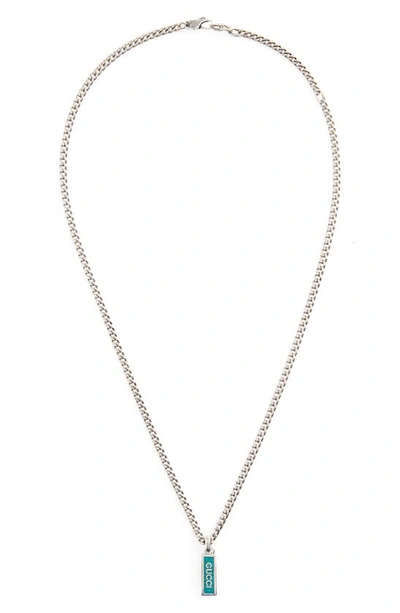 Shop Gucci Gourmette Dog Tag Necklace In Silver