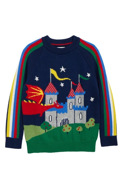 Shop Boden Kids' Dragon Graphic Sweater In College Navy Rainbow Castle