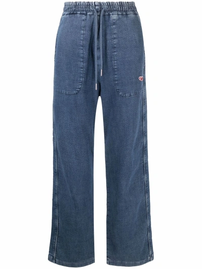 Shop Diesel D-martians Wide-leg Jeans In Blue
