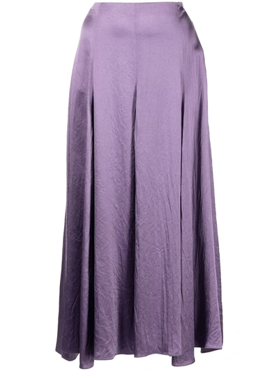 Shop Vince Satin-effect Draped Midi Skirt In Purple