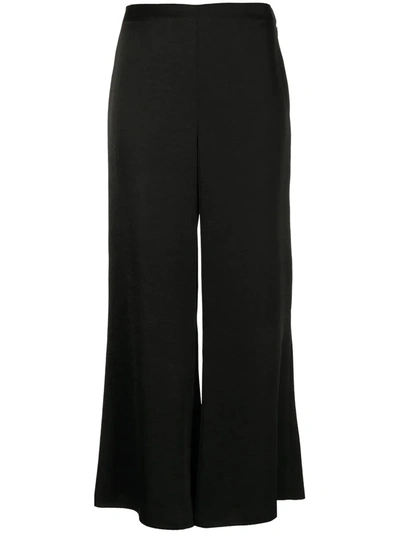 Shop Vince Cropped Wide-leg Trousers In Black