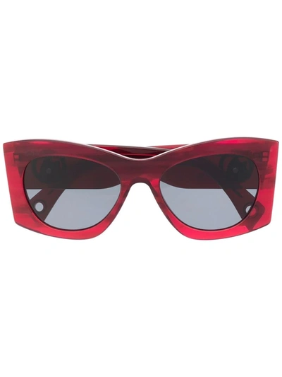 Shop Lanvin Oversize Frame Sunglasses In Red