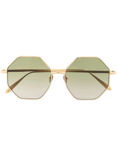 Shop Linda Farrow Geometric Frame Sunglasses In Gold