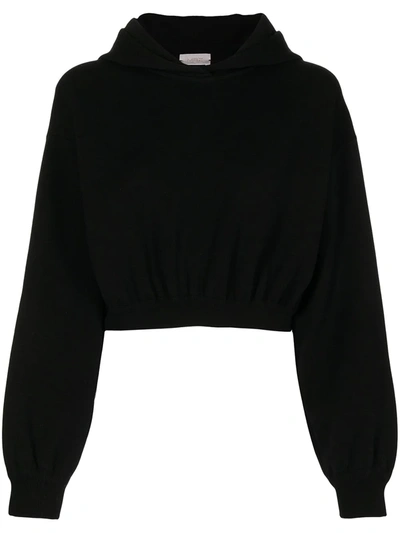 Shop Mrz Hooded Cropped Sweatshirt In Black